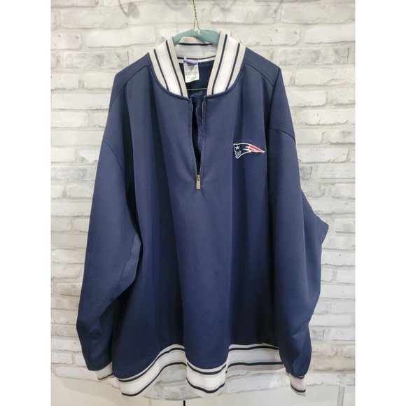 NFL Reebok New England Patriots 1/4 Zip Blue Heavy Pullover Jacket Men 3XL - Picture 11 of 12